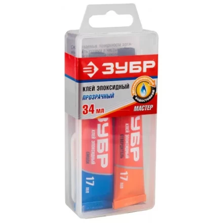 Клей ЗУБР эпоксидный, в тюбиках, в пластиковой коробке, 17мл+17мл 41949 купить в Нягани