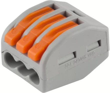 Клемма СВЕТОЗАР соединительная, разъемная, 3-х проводная, 400В, 32А, 0,5-2,5мм2/0,5-4мм2, 2шт 49190-3 купить в Нягани