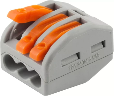 Клемма СВЕТОЗАР соединительная, разъемная, 3-х проводная, 400В, 32А, 0,5-2,5мм2/0,5-4мм2, 2шт 49190-3 купить в Нягани