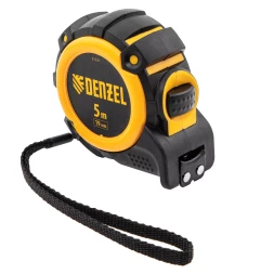 Рулетка Denzel 5м х 19мм, автоматич. фиксац., нейлон. покрытие, магнит. зацеп, двухстор. разметка, 31521