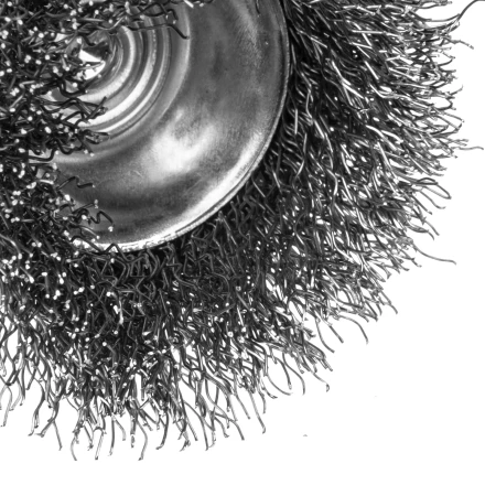 Щетка для дрели, 50 мм, Чашка, со шпилькой, нержавеющая витая проволока Denzel 744633 купить в Нягани