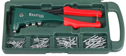 Заклепочник, KRAFTOOL &quot;NX-5&quot; 31173-H6, усиленный литой к d=2,4-4,8 мм - Al и сталь, d=2,4-4,0 - нерж сталь, в боксе, с набором заклепок 31173-H6 купить в Нягани