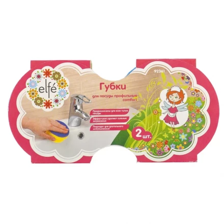 Губки для посуды c тефлоновым покрытием круглые d 95х50 мм 2 шт в картоне ТМ Elfe 92361 купить в Нягани