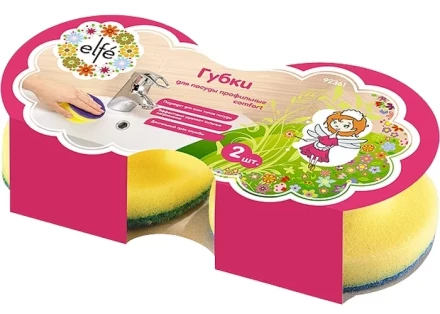 Губки для посуды c тефлоновым покрытием круглые d 95х50 мм 2 шт в картоне ТМ Elfe 92361 купить в Нягани