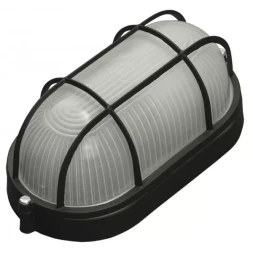 Светильник уличный СВЕТОЗАР влагозащищенный с решеткой, овал, цвет черный, 60Вт SV-57205-B