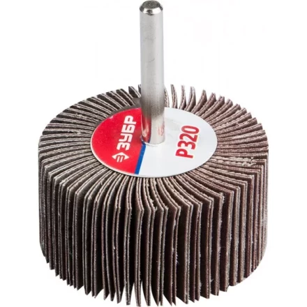 Круг шлифовальный ЗУБР &quot;МАСТЕР&quot; веерный лепестковый, на шпильке, тип КЛО, зерно-электрокорунд нормальный, P320, 30х60мм 36602-320 купить в Нягани