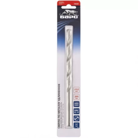 Сверло спиральное по металлу 12 x 205 мм Р6М5 удлиненное БАРС 718120 купить в Нягани