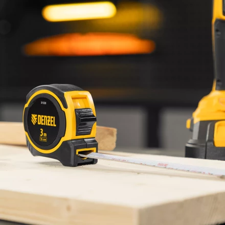 Рулетка Denzel 3м х 16мм, двухкомп. корпус, магнитный обрезиненный зацеп, 31530 купить в Нягани