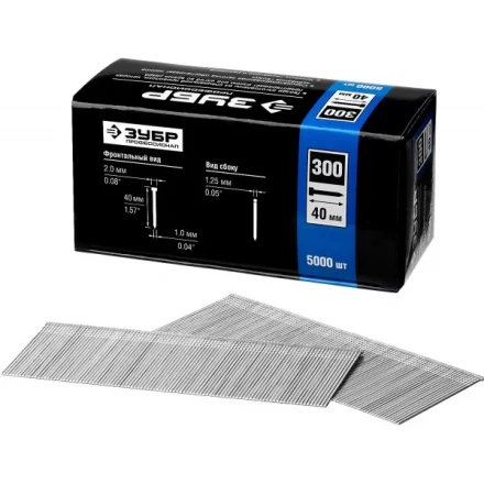 Гвозди тип 300, 40 мм, особотвердые, ЗУБР &quot;ПРОФЕССИОНАЛ&quot; 31830-40, 5000 шт 31830-40 купить в Нягани