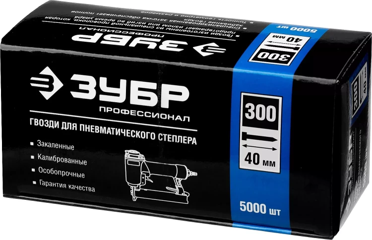 Гвозди тип 300, 40 мм, особотвердые, ЗУБР "ПРОФЕССИОНАЛ" 31830-40, 5000 шт 31830-40 купить в Нягани