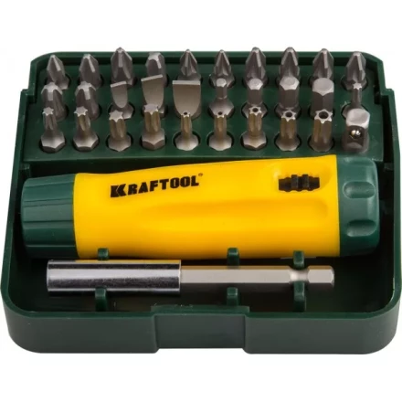 Набор KRAFTOOL Отвертка реверсивная с битами и адаптером, Cr-V, 32 предмета 26142-H32 купить в Нягани