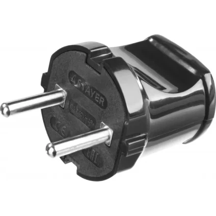 Вилка MAXElectro электрическая, 6А/220В, черная, STAYER 55150-B купить в Нягани