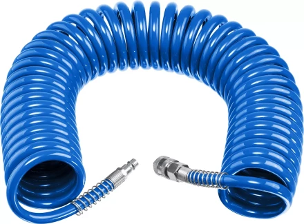 ЗУБР 15 м, 8 х 12 мм, 15 бар, воздушный спиральный шланг с фитингами рапид, Профессионал (6472-15) купить в Нягани