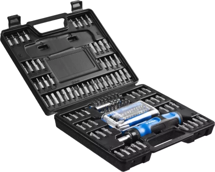 Набор ЗУБР &quot;ЭКСПЕРТ&quot;: Отвертка реверсивная с магнитным битодержателем и отсеком для бит в рукоятке, Cr-V, 130 предметов 25237-H129 купить в Нягани