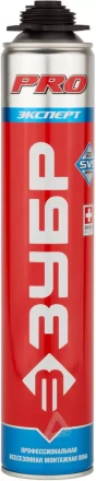 Пена ЗУБР &quot;ЭКСПЕРТ&quot; ПРО, профессиональная, монтажная, пистолетная, всесезонная, 750мл 41145_z01 купить в Нягани