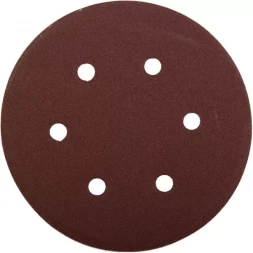 Круг шлифовальный ЗУБР "МАСТЕР" универсальный, из абразивной бумаги на велкро основе, 6 отверстий, Р100, 150мм, 5шт 35566-150-100