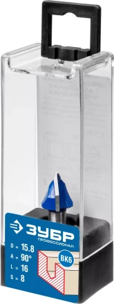 ЗУБР 15.8 x 16 мм, угол 90° мм, фреза пазовая галтельная V-образная, Профессионал (28752-15.8) купить в Нягани
