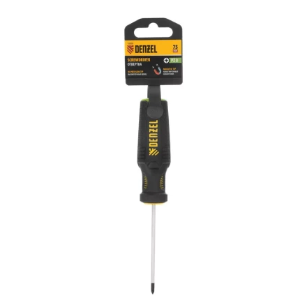 Отвертка PZ0x75 мм, CrV, трехкомпонентная рукоятка Denzel 12203 купить в Нягани