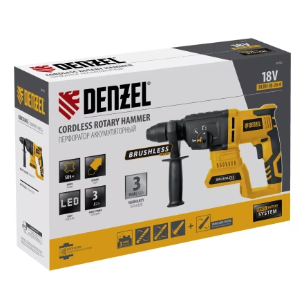 Перфоратор аккумуляторный BLRH-IB-26-0 Li-Ion, 18 В Denzel 26702 купить в Нягани