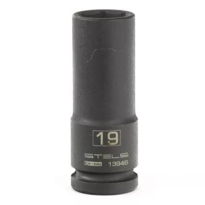 Головка ударная удлиненная шестигранная 19мм 1/2" CrMo  Stels 13946