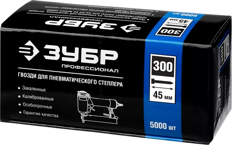Гвозди тип 300, 45 мм, особотвердые, ЗУБР "ПРОФЕССИОНАЛ" 31830-45, 5000 шт 31830-45 купить в Нягани