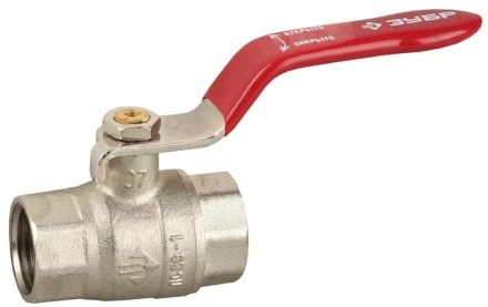 Кран ЗУБР шаровой 1/2&quot; полнопроходной &quot;мама-мама&quot;, ручка, никелированная латунь 51350-N-1/2 купить в Нягани