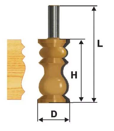 Фреза кромочная фигурная Ф32Х572 мм хвостовик 12 мм 46419 купить в Нягани