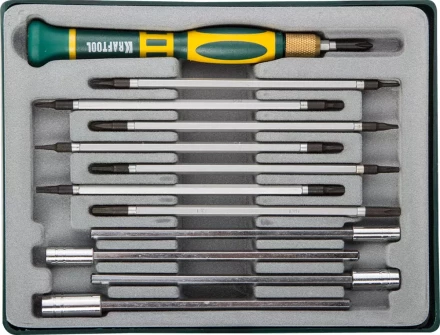 Набор KRAFTOOL Отвертки для точных работ с насадками, в боксе, 12 предметов 25611-H12 купить в Нягани