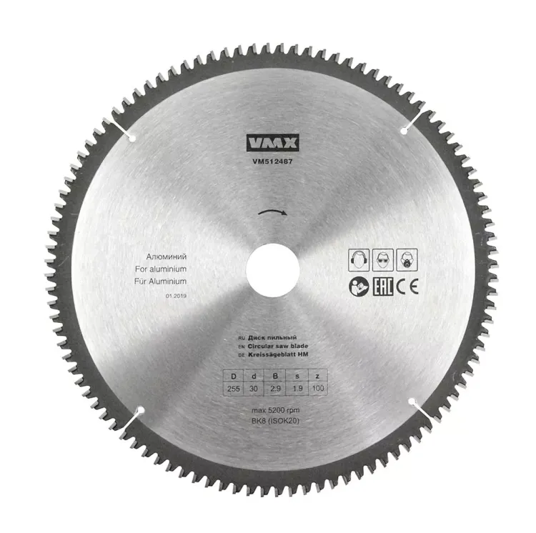 Диск пильный ф255х30 z100 алюминий VMX 512487 купить в Нягани