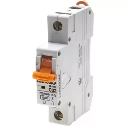 Выключатель автоматический СВЕТОЗАР 1-полюсный, 32 A, &quot;C&quot;, откл. сп. 10 кА, 230 / 400 В SV-49071-32-C купить в Нягани