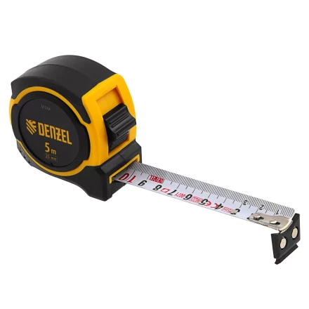 Рулетка Denzel 5м х 25мм, двухкомп. корпус, магнитный обрезиненный зацеп, 31532 купить в Нягани