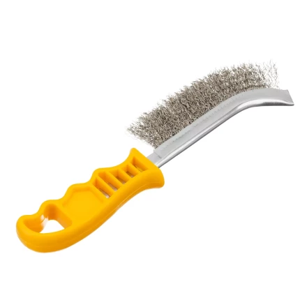 Щетка металлическая с пластмассовой ручкой, нержавеющая проволока Denzel 748287 купить в Нягани
