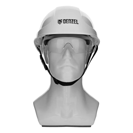 Каска защитная ударопр. Denzel «Форвард» (К-05),ABS/PC,комплект со встроен.очк.ОЧК-05 Форвард,белая 89205 купить в Нягани