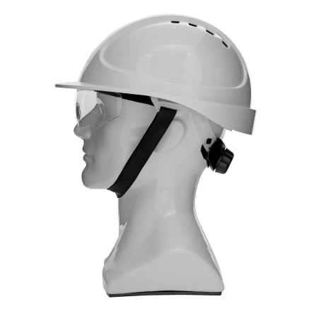 Каска защитная ударопр. Denzel «Форвард» (К-05),ABS/PC,комплект со встроен.очк.ОЧК-05 Форвард,белая 89205 купить в Нягани