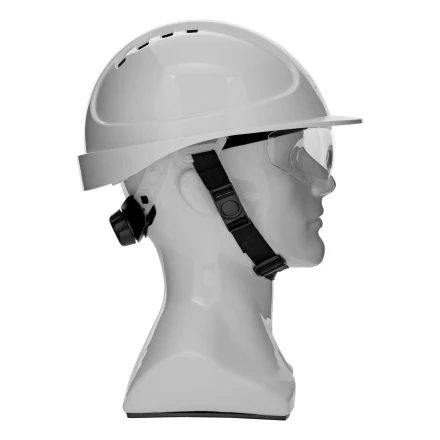 Каска защитная ударопр. Denzel «Форвард» (К-05),ABS/PC,комплект со встроен.очк.ОЧК-05 Форвард,белая 89205 купить в Нягани