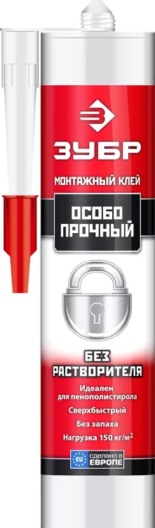Особопрочный монтажный клей ЗУБР ЭКСПЕРТ 300 мл без растворителей белый 41338 купить в Нягани