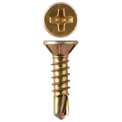 Саморезы ЗУБР со сверлом для оконного профиля, жёлтопассивированные, 3.9x22мм, 16шт 4-300236-39-022