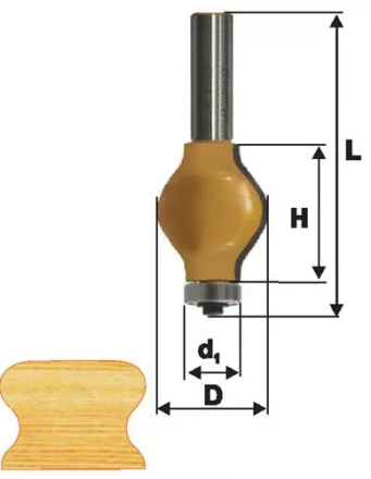 Фреза кромочная фигурная Ф32Х38 мм хвостовик 12 мм 46417 купить в Нягани