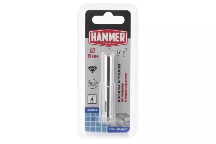 Коронка алмазная HAMMER Ф8х60мм (DHS 8.0*60/5) купить в Нягани