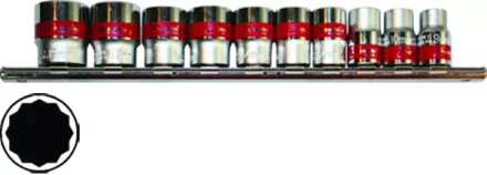 Набор торцевых головок, 1/2&quot;, 12-ти гр., CrV, 10шт., 10-24мм MATRIX 13596 купить в Нягани