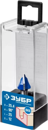 ЗУБР 25.4 x 25 мм, угол 90° мм, фреза пазовая галтельная V-образная, Профессионал (28752-25.4) купить в Нягани