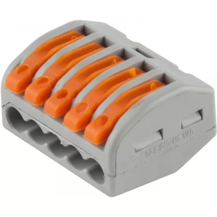 Клемма СВЕТОЗАР соединительная, разъемная, 5-и проводная, 400В, 32А, 0,5-2,5мм2/0,5-4мм2, 2шт 49190-5 купить в Нягани