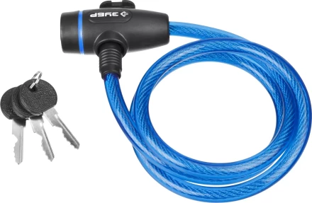Замок ЗУБР &quot;ПРОФЕССИОНАЛ&quot;, тросовый, 3 ключа в комплекте, длина троса 950мм, d 10мм 37261-95 купить в Нягани