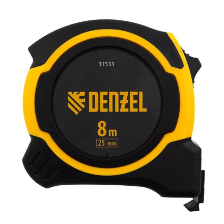 Рулетка Denzel 8м х 25мм, двухкомп. корпус, магнитный обрезиненный зацеп, 31533 купить в Нягани