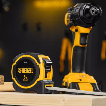 Рулетка Denzel 8м х 25мм, двухкомп. корпус, магнитный обрезиненный зацеп, 31533 купить в Нягани
