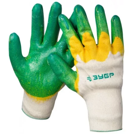 Перчатки ЗУБР &quot;МAСTEP&quot; трикотажные, х/б, двойная обливная ладонь из латекса, S-M 11459-S купить в Нягани