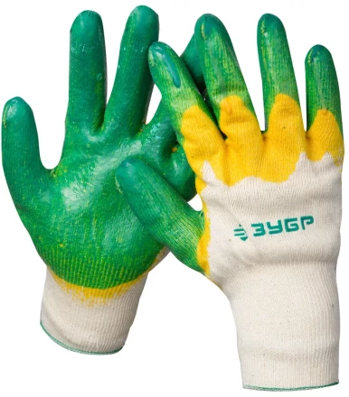 Перчатки ЗУБР &quot;МAСTEP&quot; трикотажные, х/б, двойная обливная ладонь из латекса, S-M 11459-S купить в Нягани