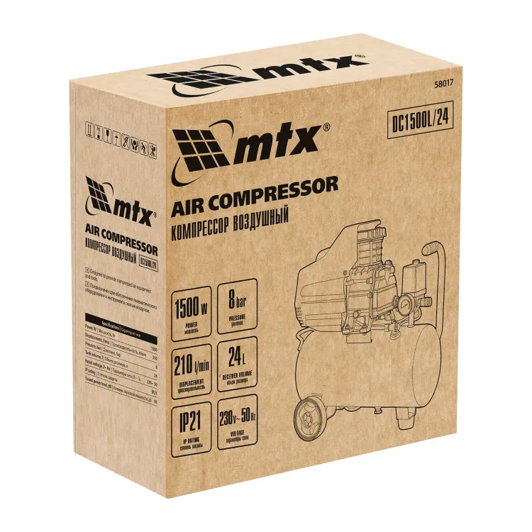 Компрессор воздушный MTX DC1500L/24, 1,5 кВт, 24 л, 210 л/мин 58017 купить в Нягани
