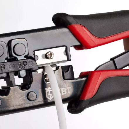 Кримпер многофункциональный КВТ JT-02 с 2 встроенными модулями для обжима RJ-45, RJ-12, RJ-11 (84626) купить в Нягани