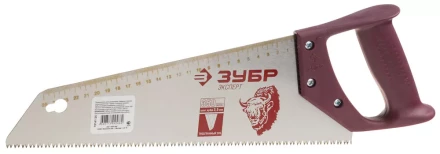 Ножовка ЗУБР &quot;ЭКСПЕРТ&quot; по дереву, трехгранный закаленный зуб, пластмассовая ручка, шаг зуба 3,5мм, 450мм 15141-45 купить в Нягани